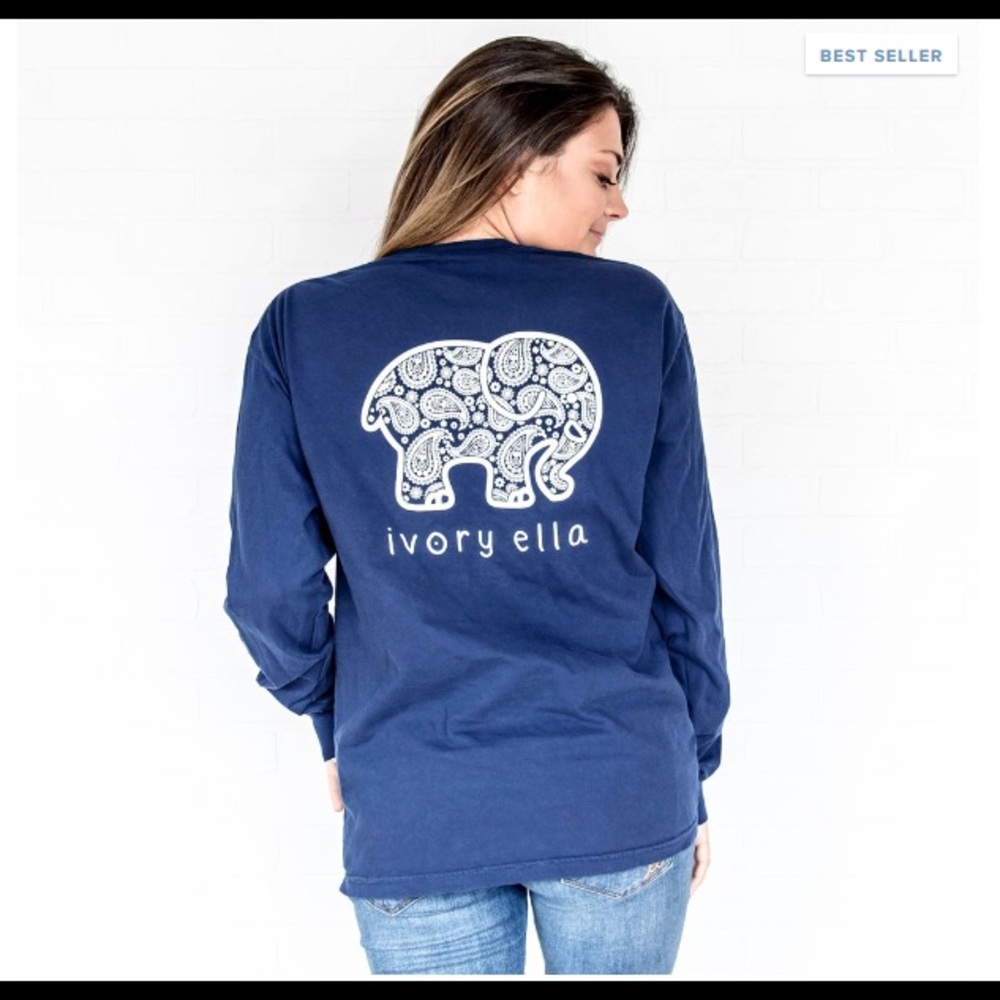 Ivory Ella Classic Fit Dark Navy Paisley Tee